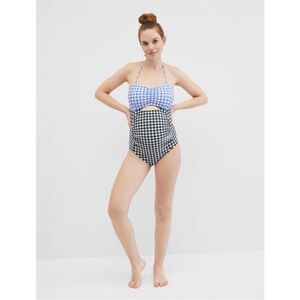Beach Bump Cutout Maternity One Piece
Swimsuit UPF 50 MIXED GINGHAM, L